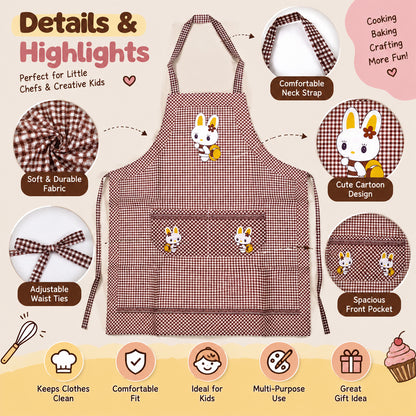 Kids cooking apron features infographic