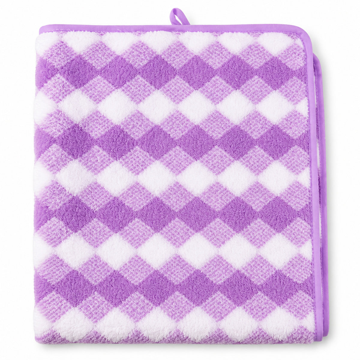 Purple patterned bath towel product view