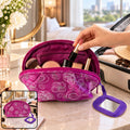 Floral Cosmetic Zipper Pouch with Attached Mirror for Travel Storage (20x11 Cm)