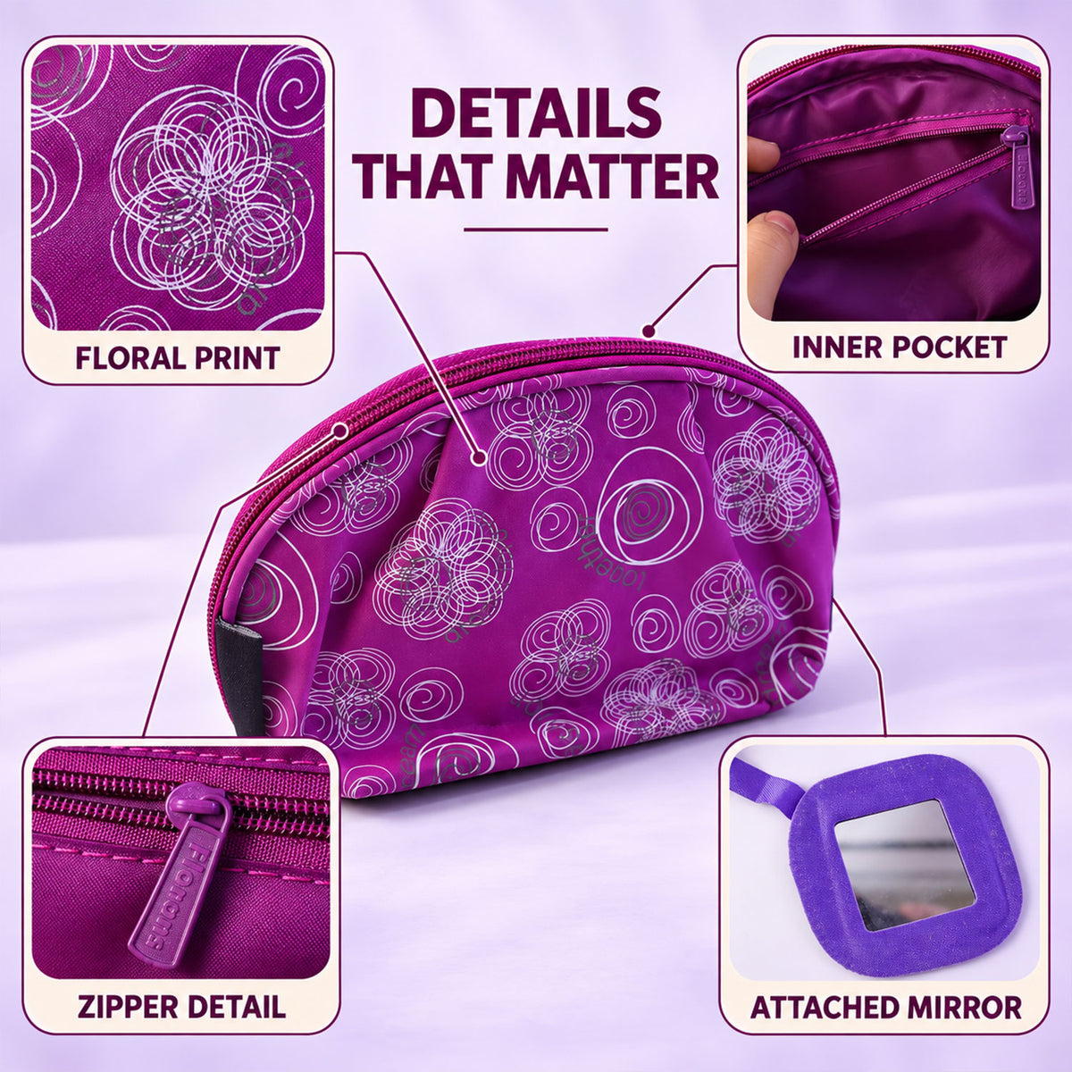 Travel makeup storage pouch