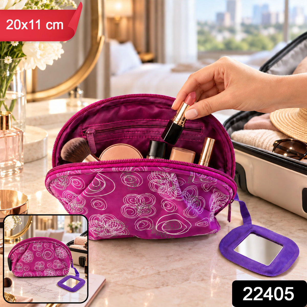 Cosmetic zipper pouch pack