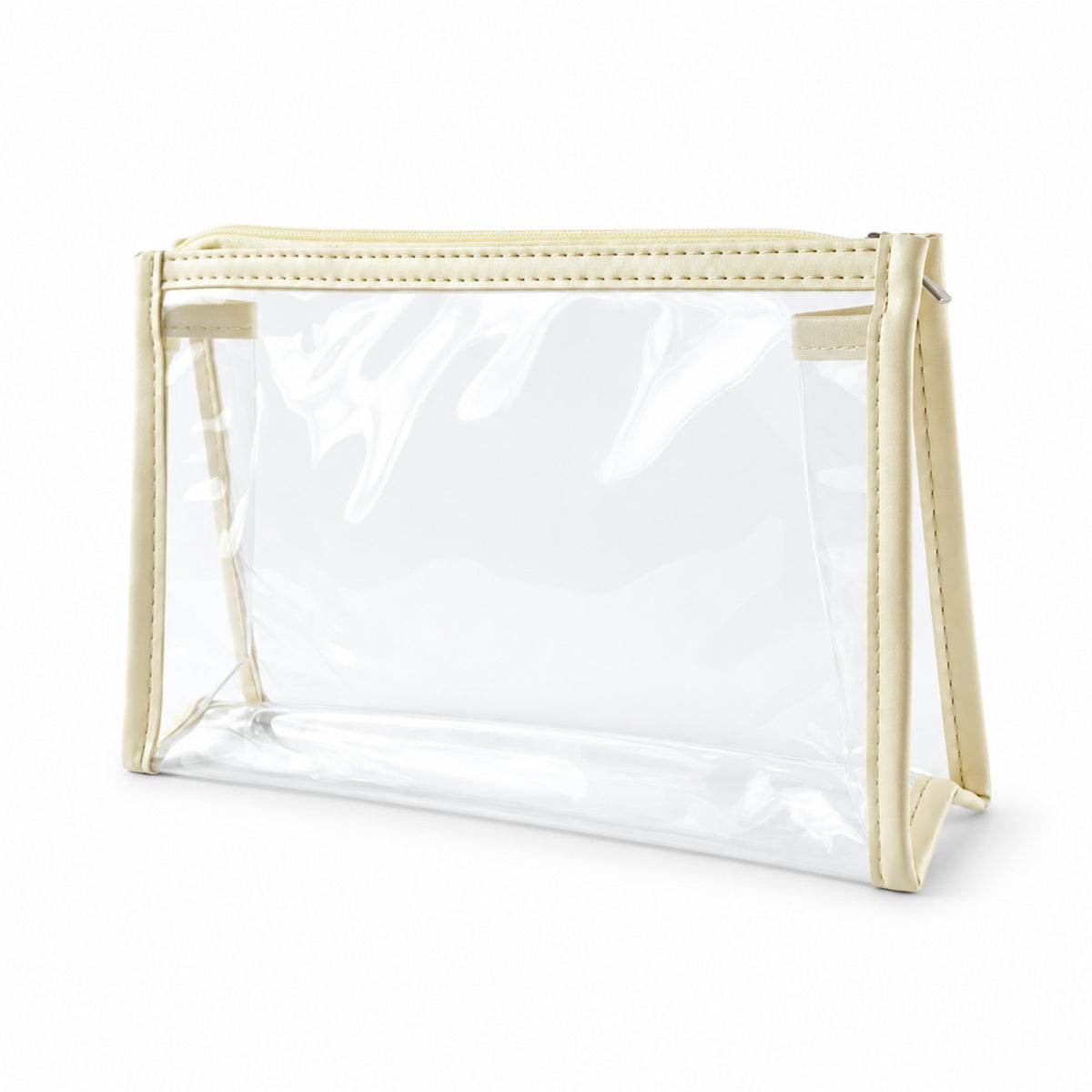 Empty transparent pouch on white background