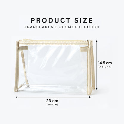 Pouch size guide showing width 23 cm and height 14.5 cm