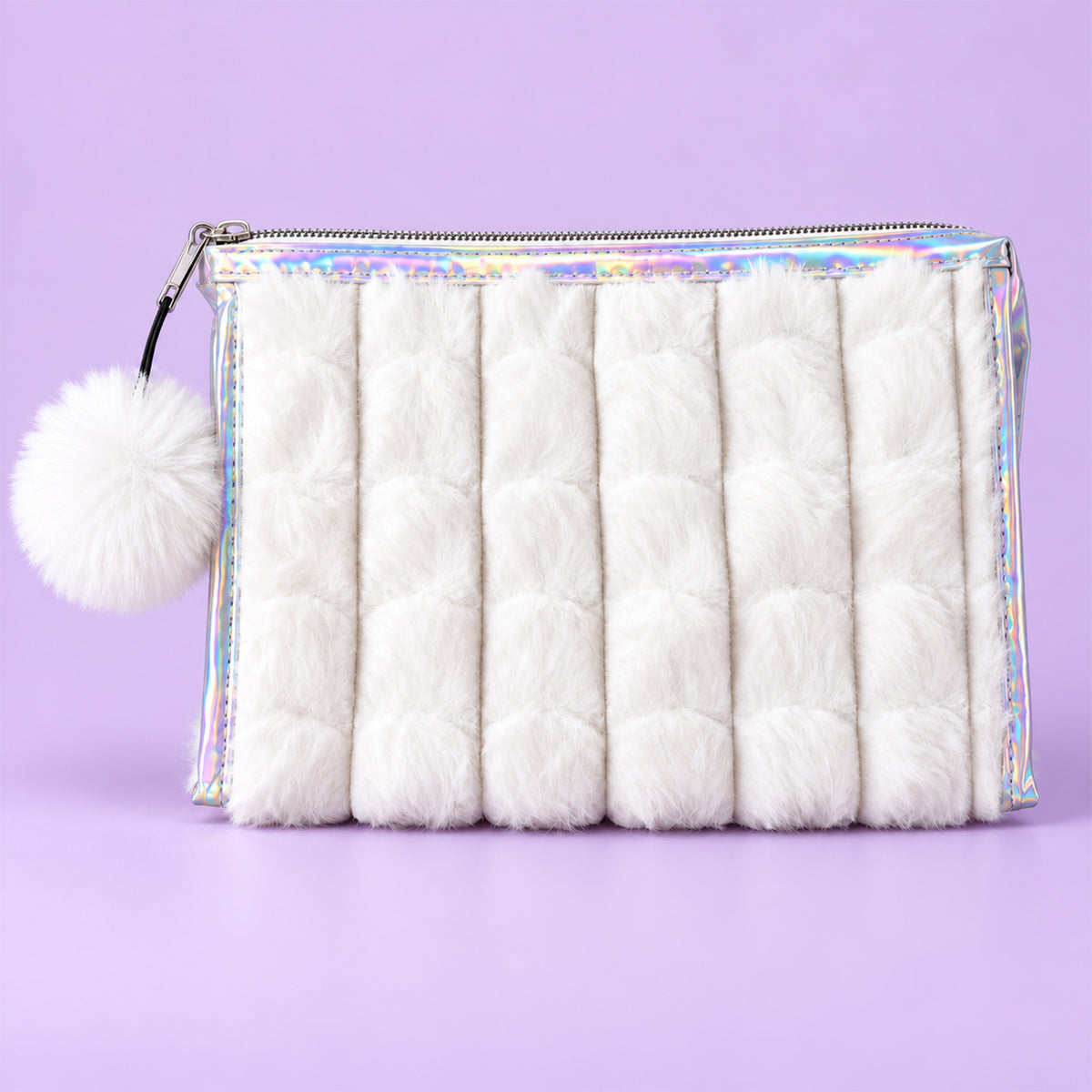 Closed pouch with pom pom charm