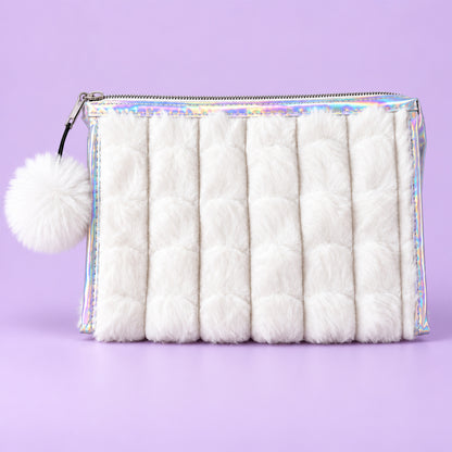 Closed pouch with pom pom charm