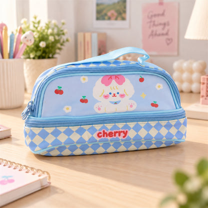 Closed printed pouch with carry handle