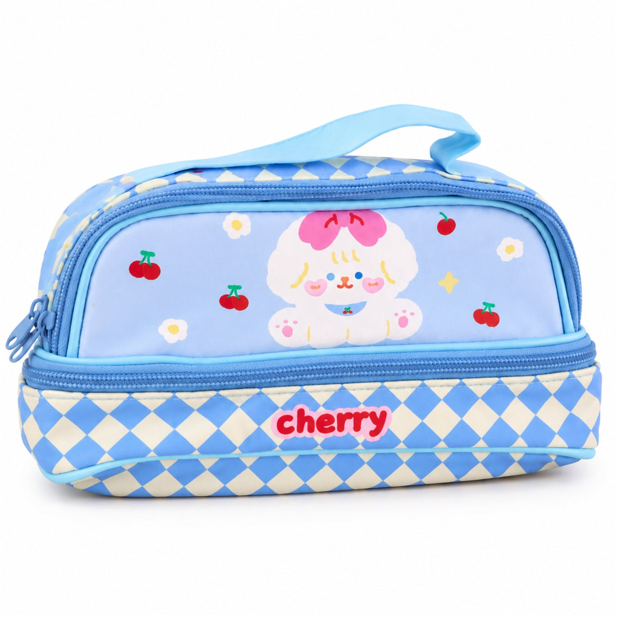 Printed carry handle pouch on white background