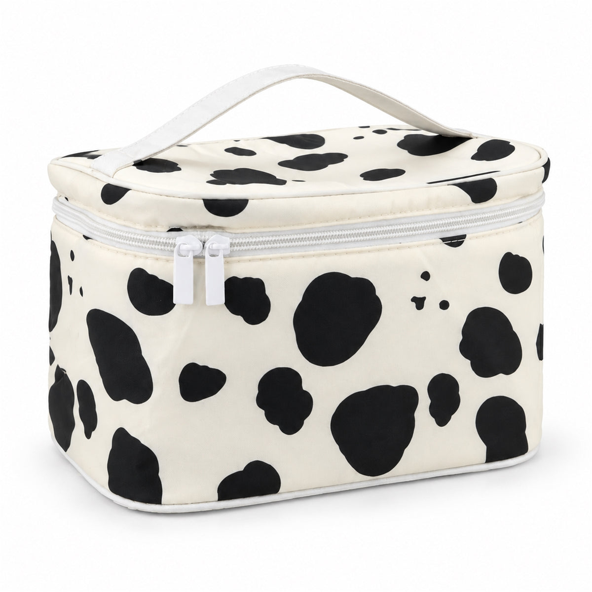 Spotted cosmetic organiser on white background