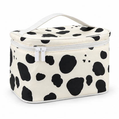 Spotted cosmetic organiser on white background