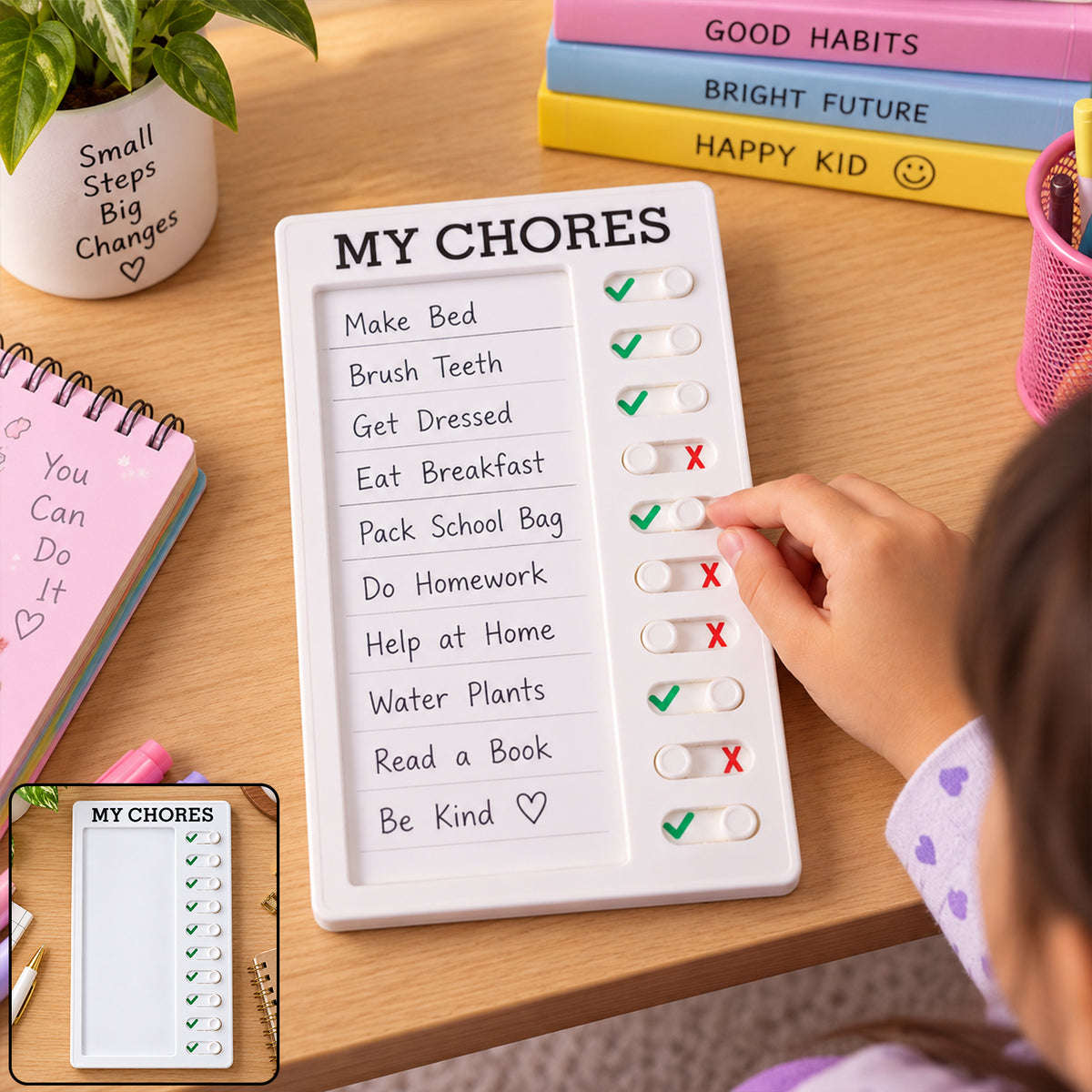 Sliding checklist chore board - view 01