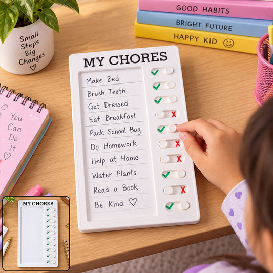 Sliding checklist chore board - view 01