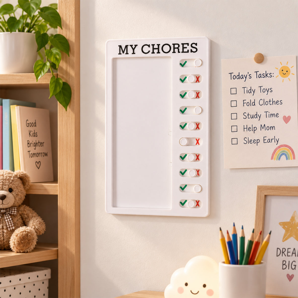 Sliding checklist chore board features - view 04