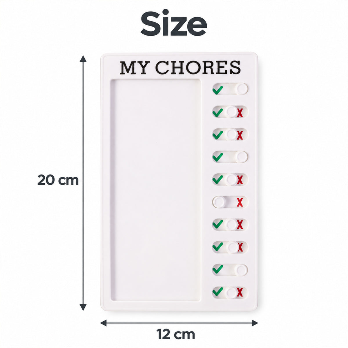 Chore checklist board dimensions 20 cm high and 12 cm wide