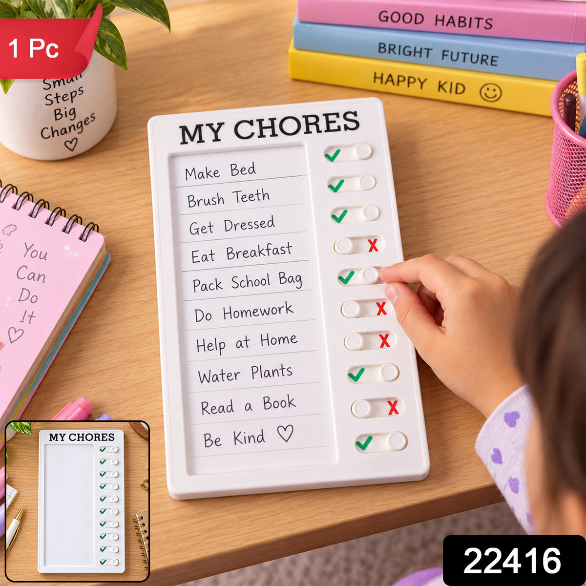 My Chores checklist board with product code 22416 and 1 Pc label