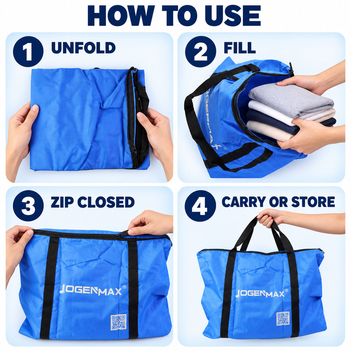 Durable Zipper Storage Carry Bag with Reinforced Webbing Handles