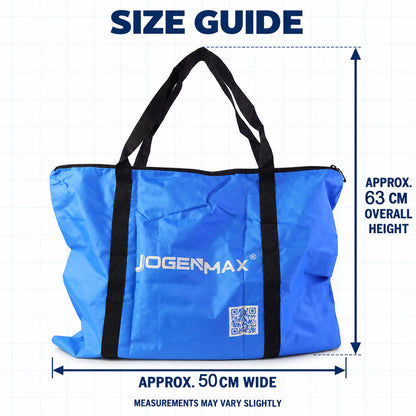 Carry bag size guide showing approximately 50 cm width and 63 cm overall height including handles