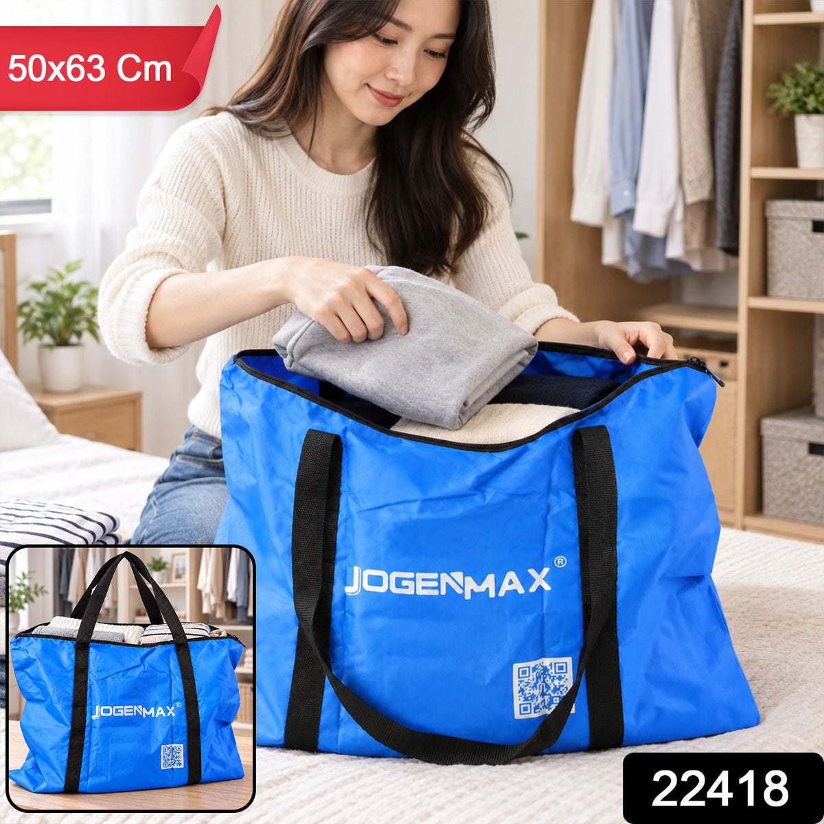 Multipurpose Zipper Carry Bag with Durable Webbing Handles for Storage