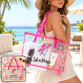 Transparent PVC Tote Bag with Top Zipper and Handles for Travel (1 Pc, 35x52 Cm)