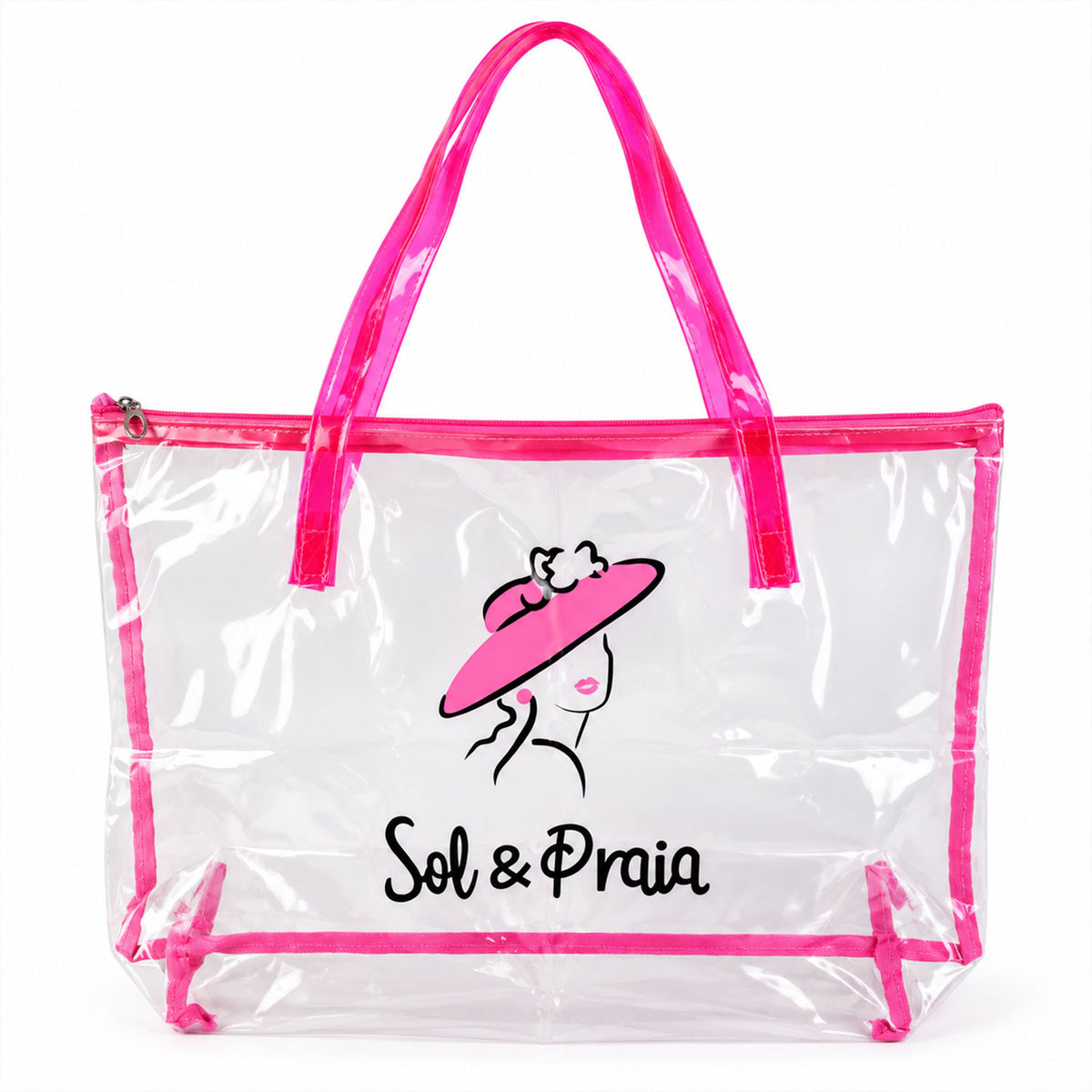 Transparent PVC tote bag with zipper and carry handles - view 07