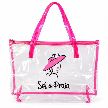 Transparent PVC tote bag with zipper and carry handles - view 07