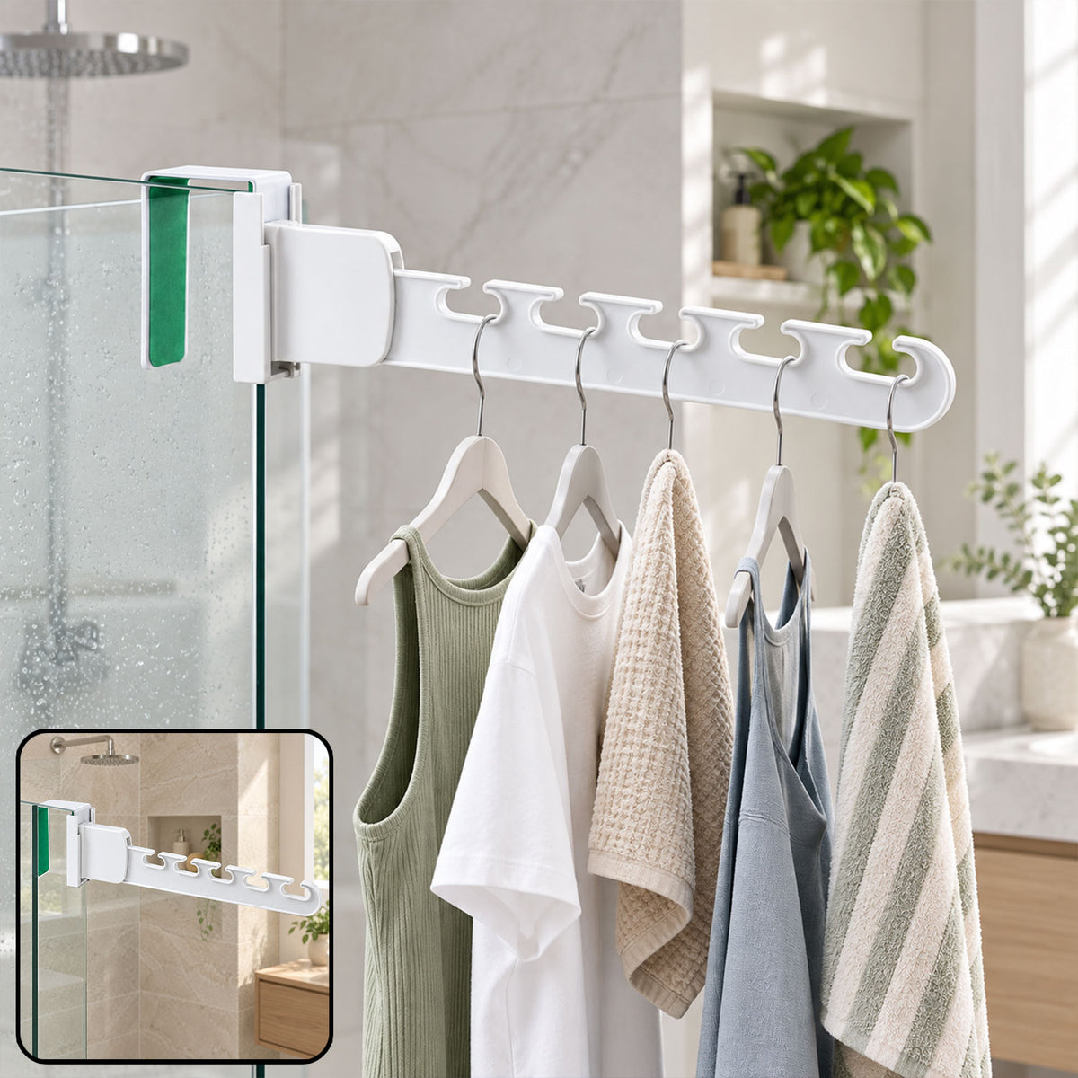 Folding plastic multi slot hanger with over edge mount - view 02