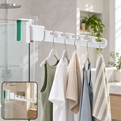 Folding plastic multi slot hanger with over edge mount - view 02