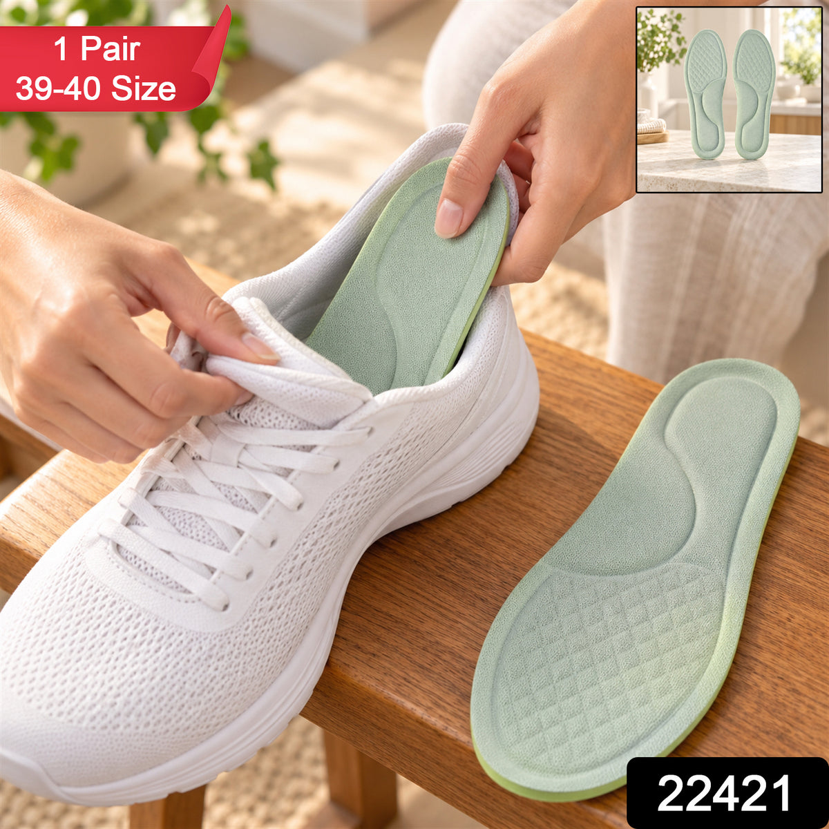 Foam insole pair with product code 22421 and size 39-40 label