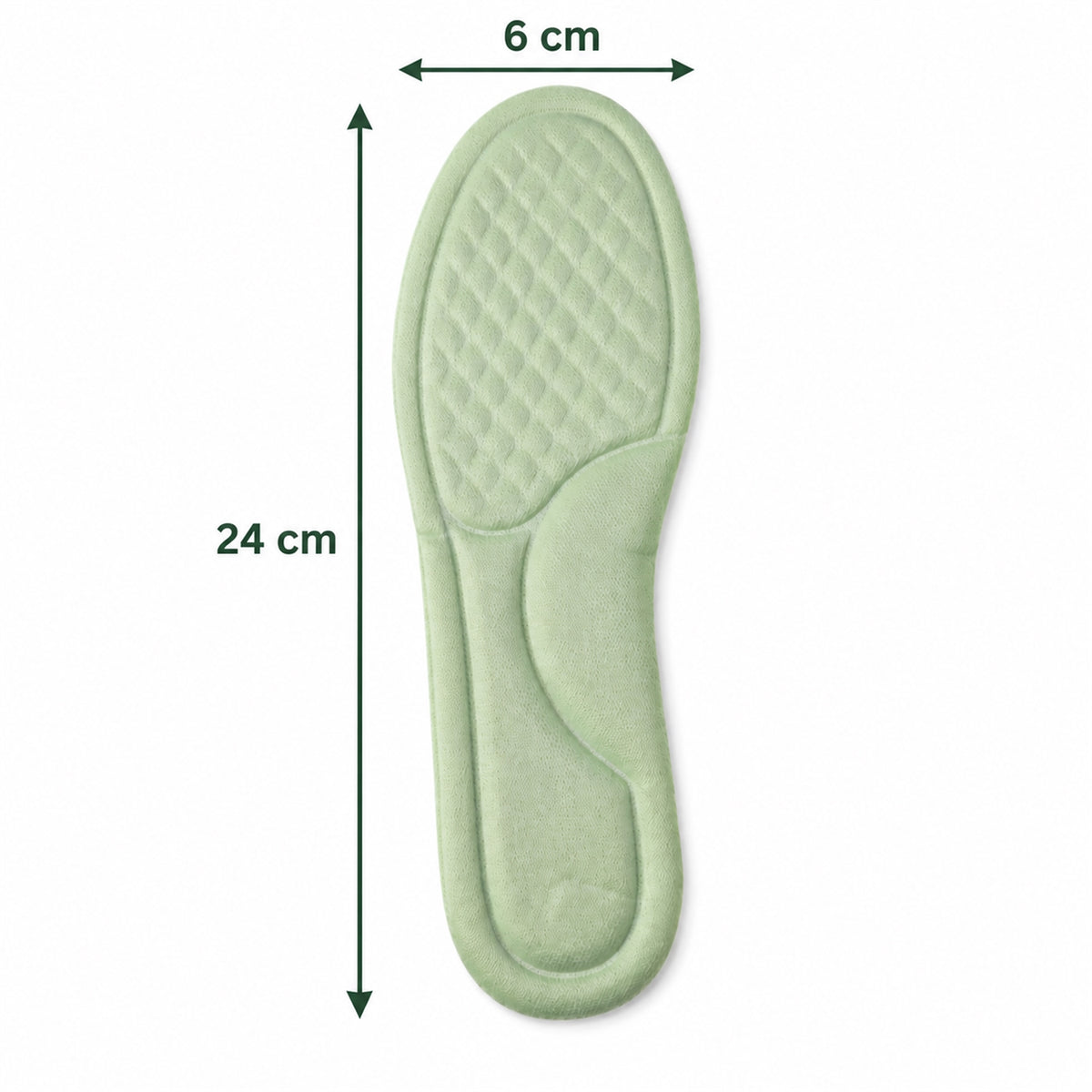 Insole size guide showing length 24 cm and width 6 cm
