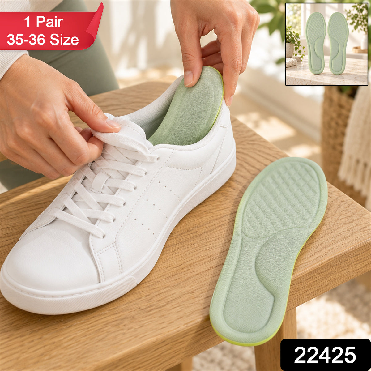 Foam insole pair with product code 22425 and size 35-36 label