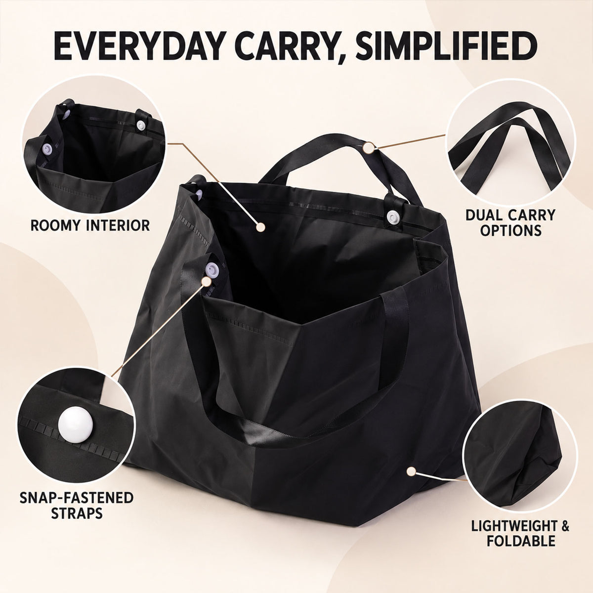 Shopping tote bag with wide carry straps - view 03