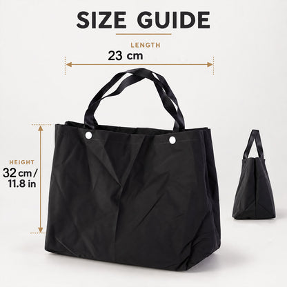 Shopping tote size guide showing 32 cm height and 23 cm width