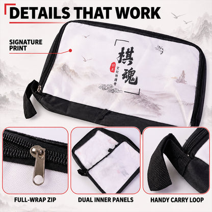 Printed travel organizer pouch with zipper and carry loop - view 03