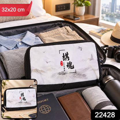 Travel organizer pouch with product code 22428 and 32x20 cm label