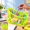 Transparent Stationery Pouch with Dual Zips for Pens and Items (1 Pc, 20x14 Cm)
