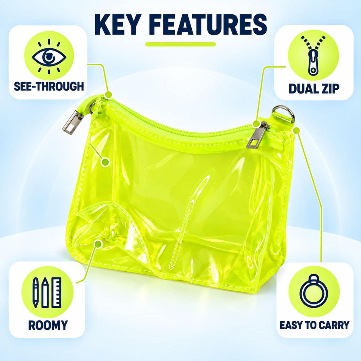 Transparent stationery pouch features - view 06