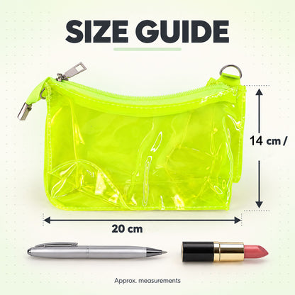 Stationery pouch size guide showing 20 cm width and 14 cm height