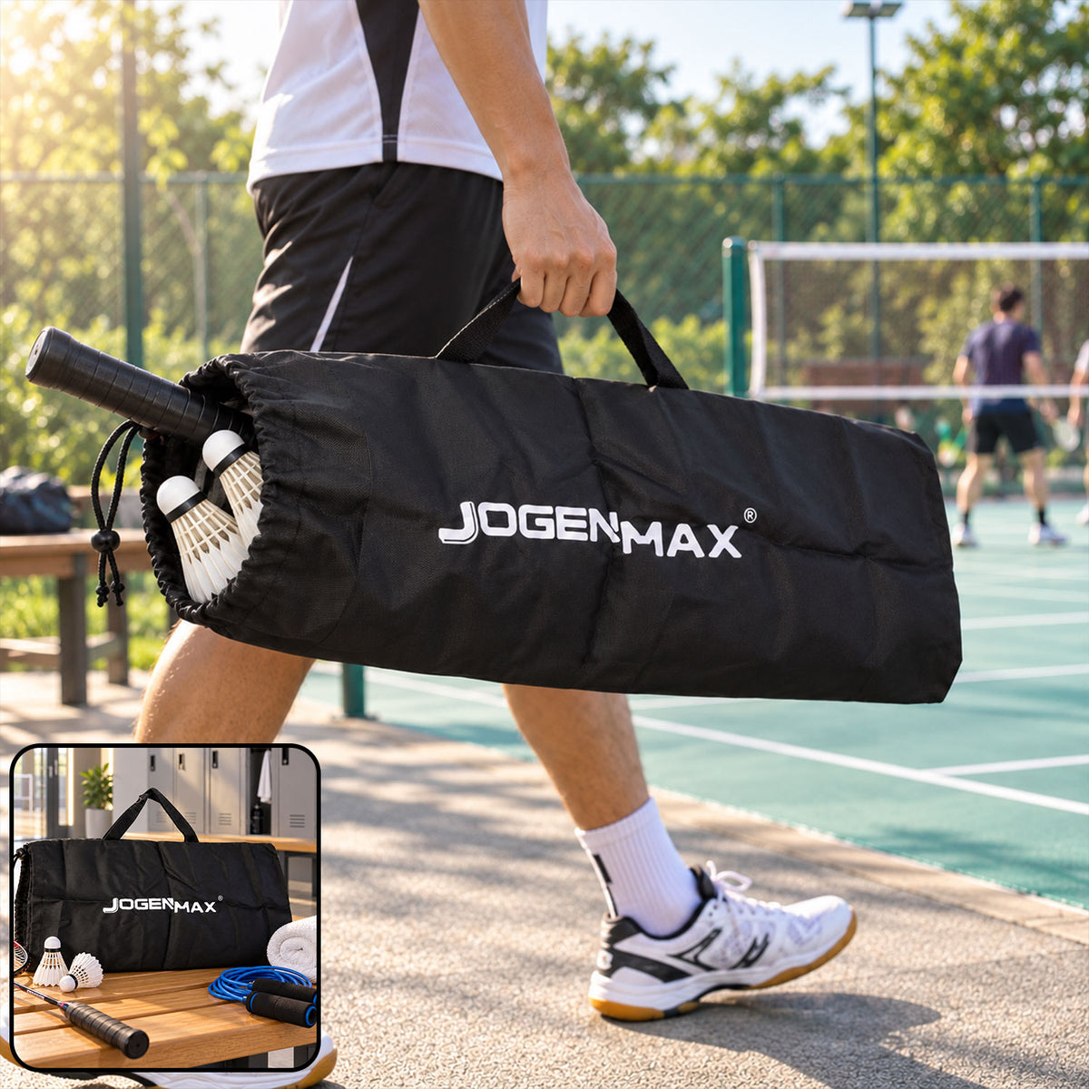 Sports kit bag with drawstring opening and carry handles - view 02