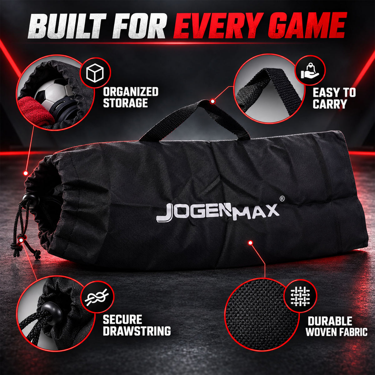 Sports kit bag with drawstring opening and carry handles - view 03
