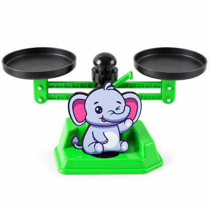 Elephant balance scale on white background
