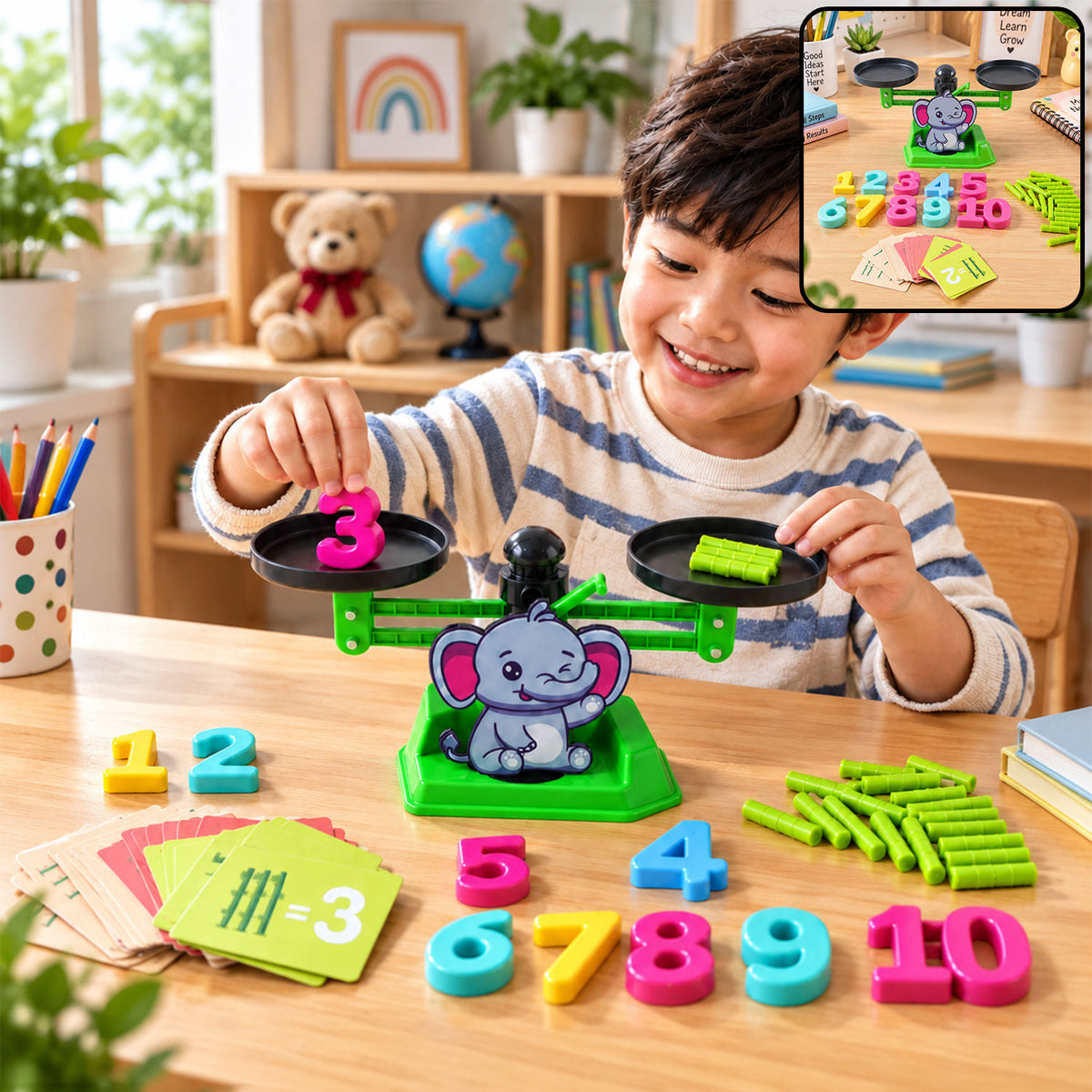 Math balancing game activity and set preview