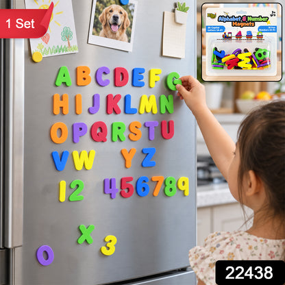 Alphabet and number magnet set with product code 22438 and 1 Set label