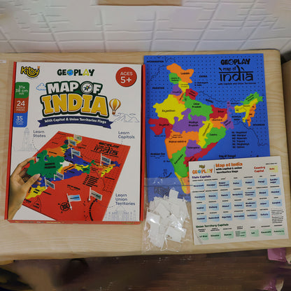 Actual India map puzzle set with retail box