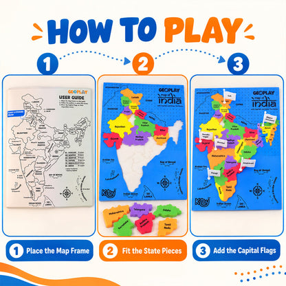 Map puzzle assembly and flag placement steps