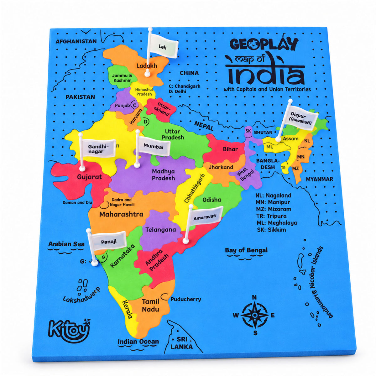 India map puzzle on white background