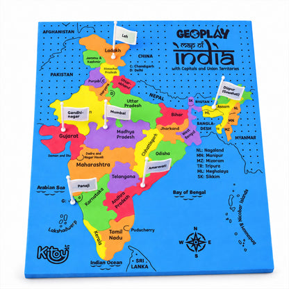 India map puzzle on white background