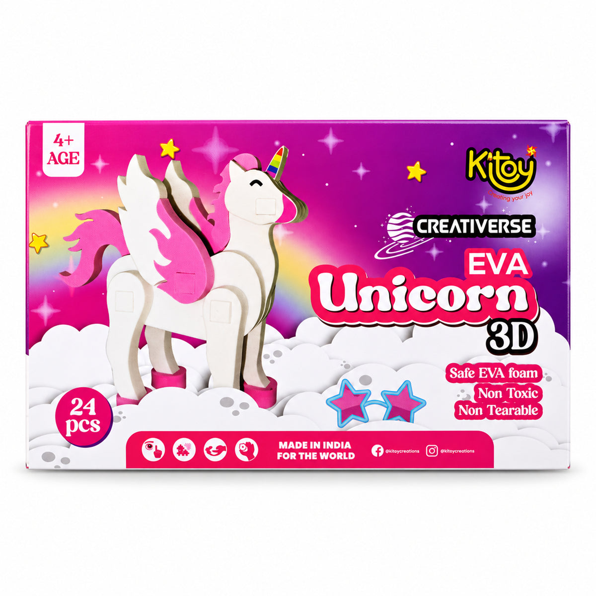Unicorn craft puzzle box on white background