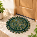 Round Decorative Braided Floor Mat with Looped Edge for Homes (1 Pc, 48x48 Cm)