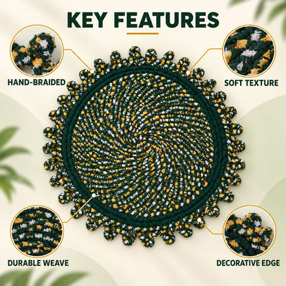 Round braided floor mat with decorative looped edge - view 02