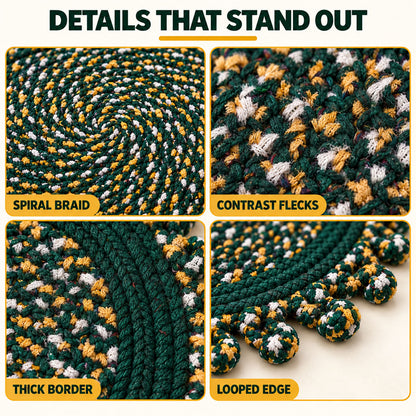 Round decorative braided floor mat details - view 04