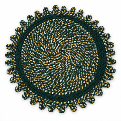 Round decorative braided floor mat details - view 06